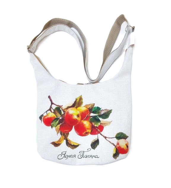картинка Сумка текстильная с одной ручкой "Яблоки" светлая 