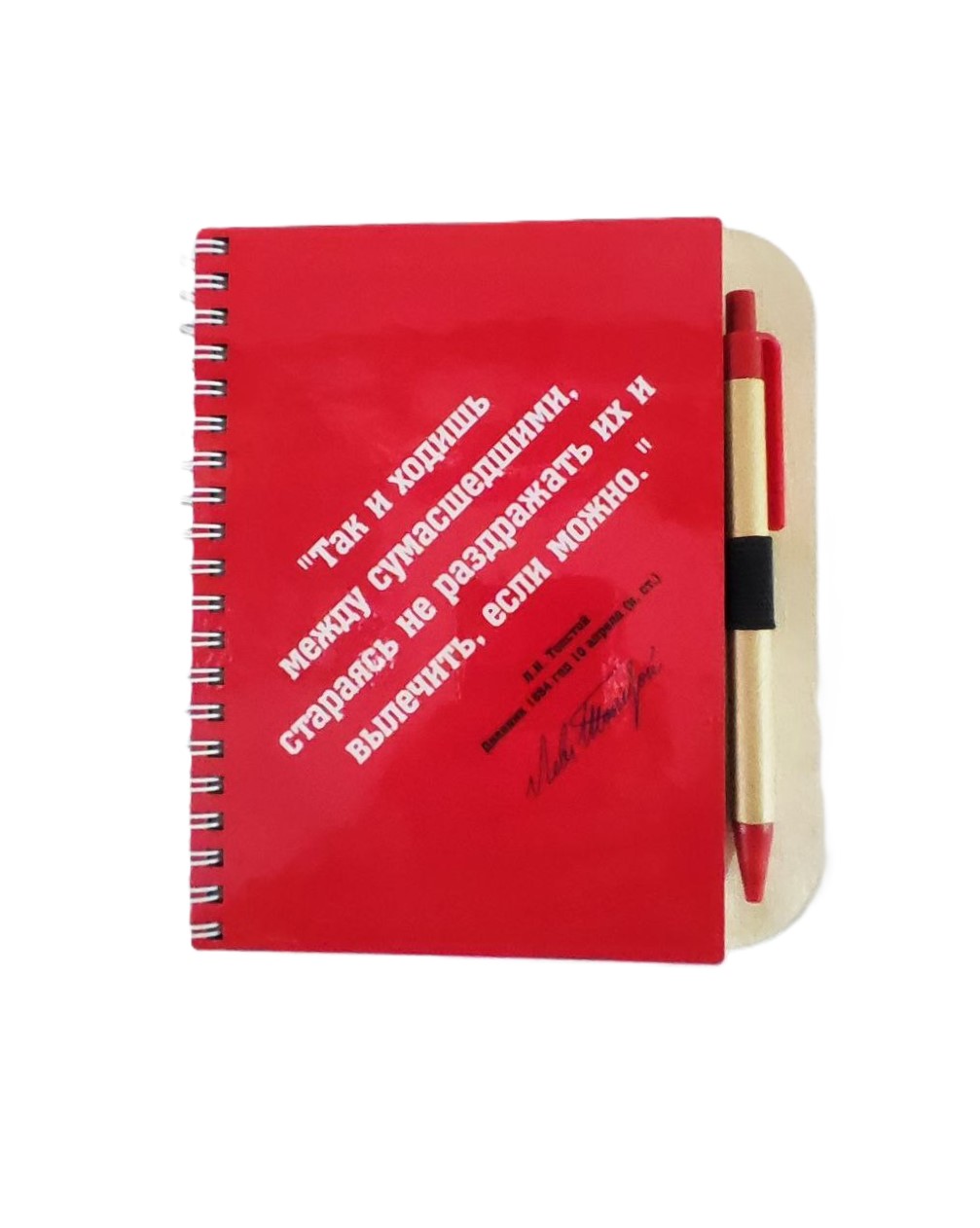 картинка Блокнот в деревянной обложке  с ручкой "Так и ходишь..."