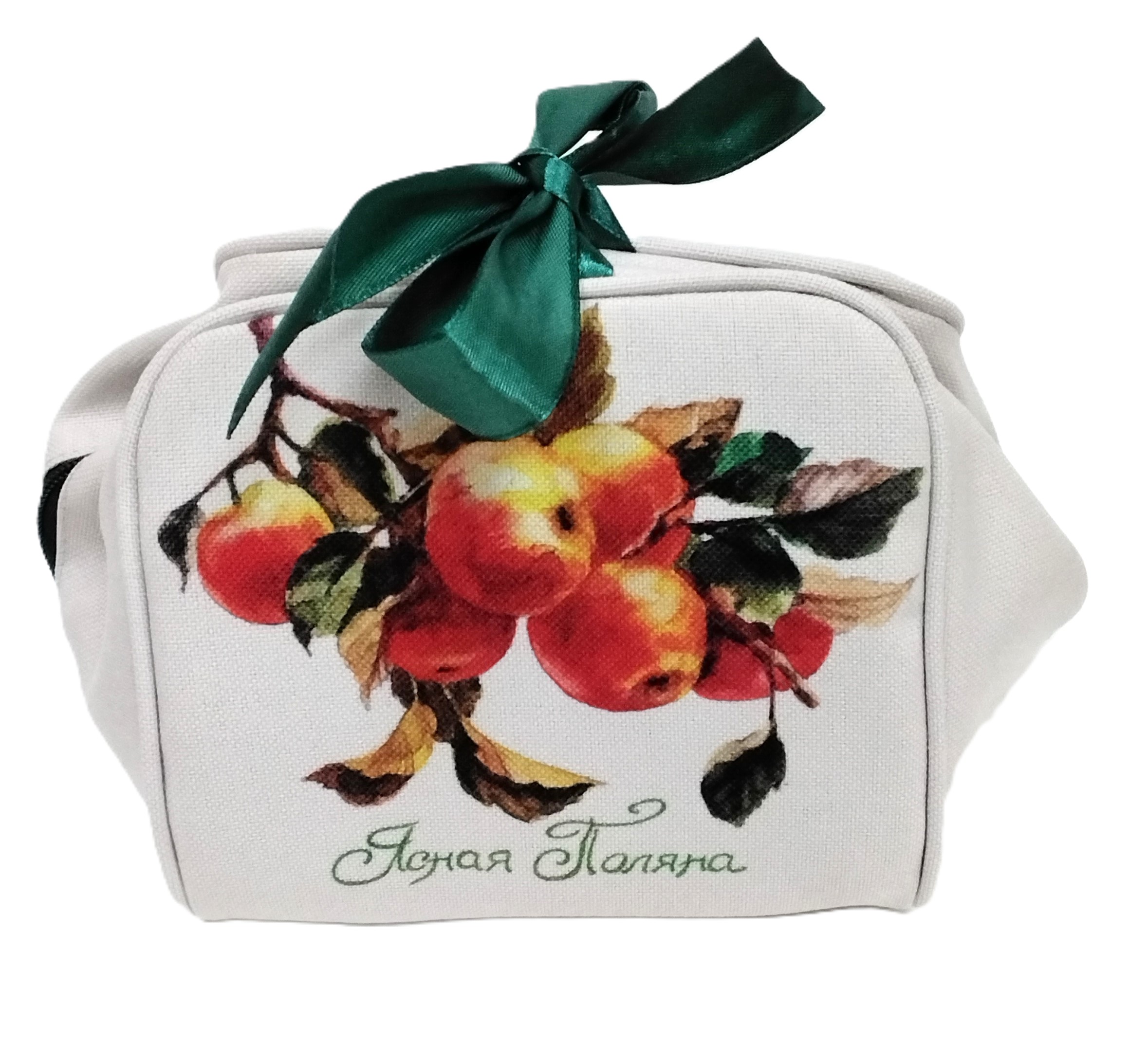 картинка Косметичка текстильная саквояж "Яблоки"