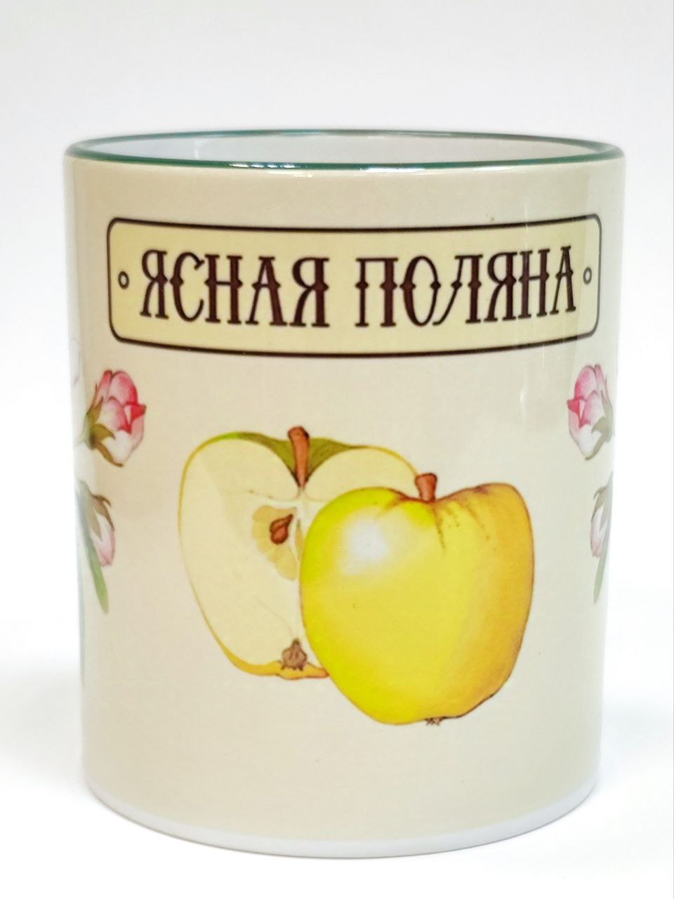 Кружка евро "Антоновка" с зелёной ручкой - вид 4